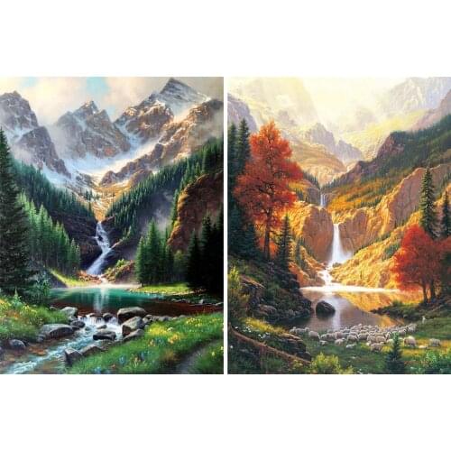 DIY 5d Diamond Painting Waterfall Landscape Cross Stitch Kits Full Drill Square Embroidery Mosaic Art Picture of Rhinestones