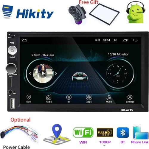 Hikity 2 Din Andriod 8.1 Car Multimedia Player 7 Inch Universal GPS Navigation Bluetooth Car Audio Wifi USB FM MirrorLink Radio