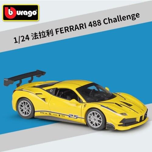 Bburage Diecast 1:24 458 488 F355 Challenge Sport Car Red Yellow Static Simulation Alloy Model Car