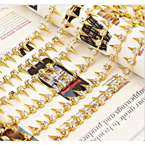 Free Shipping 5 yards Crystal Rhinestone Trim, Rhinestone Applique, Bridal Applique,Wedding Applique,Rhinestone Chain TONG004