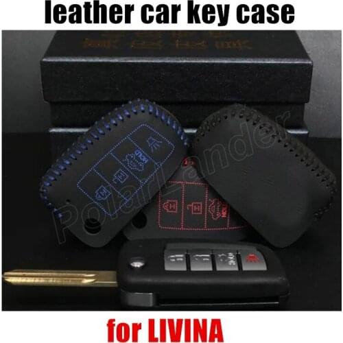 Only Red car key case fit for NISSAN TEENA LIVINA XTRAIL car key case sewing Hand car styling genuine quality leather