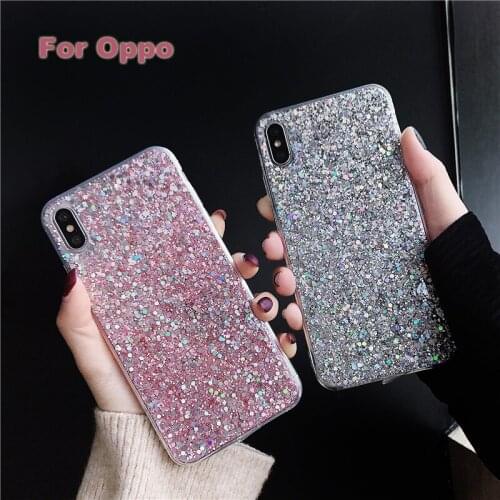 Case For Oppo RenoZ K3 A9 F11 K1 A7X F9 A7 A83 A1 A77 F5 A59 A57 A5 A3 Fashion Glitter Bling Crystal Sequins Silicone Case Cover