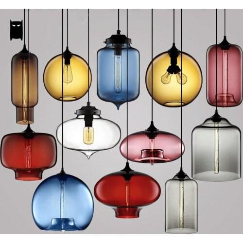 Colorful Clear Glass Bubble Ball Sphere Globe Shade Pendant Light Fixture Modern Vintage Style Hanging Lamp Avize Dining Room