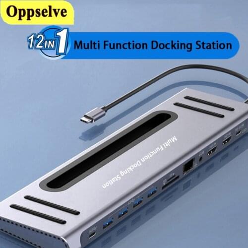 Multi-function 12 In 1 Docking Station Type C 3.0 HUB USB-C Hub to Rj45 Multi USB Power Adapter for Laptop Support PD Charging