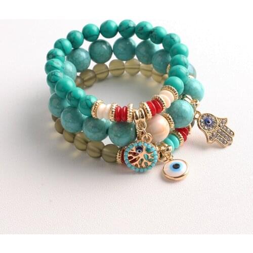 European and American Ethnic Style Suit Pendant Evil eye Accessories unisex women Bracelet for women jewelry men bracelet set