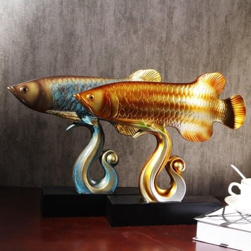 European Style Goldfish Vintage Home Decor Decoration Accessories Living Room Creative Office Shop Opening Figurine Ornaments