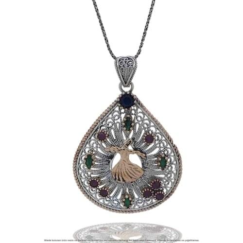 Filigree Silver Lady Necklace Whirling Dervish Motif