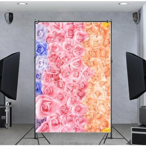 Purple Pink Yellow Flowers Wall Photography Background Wedding Couples Women Kids Portrait Baby Shower Photo Backdrop For Studio