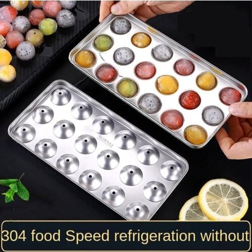 18 Ice Mold 304 Stainless Steel Household Quick Freezing Ice Hockey Ice Box Ice Lattice Ice Box with Cover Chocolate Mold
