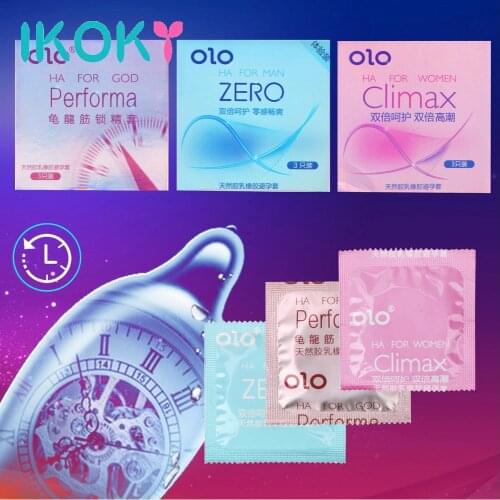 IKOKY Delay Ejaculation 3pcs/Box Ultra Thin Sex Toys For Men Hyaluronic Acid Condom Natural Latex Lubricated Condoms