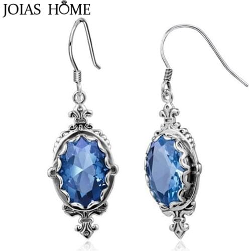 JoiasHome Classic Silver 925 Earrings For Charm Lady With Oval Shape Gemstones Wedding Party Jewelry Wholesale Gift