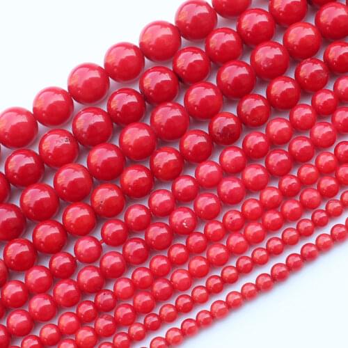 Natural Red Coral 2-10mm Round beads 15" , For DIY Jewelry making ! Mixed wholesale for all items