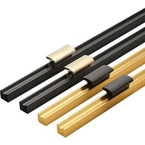 116-1000mm Brushed Aluminum Cabinet Handles Gold/Black Furniture Handle For Wardrobe Drawer Pulls Knob Simple Morden