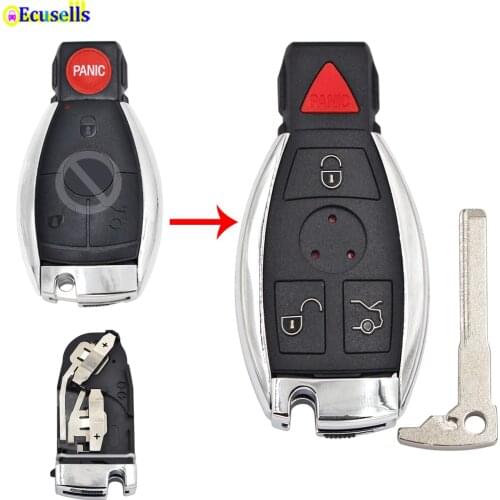 Modified 4 Button Smart Key Shell for Mercedes Benz W211 A C E G S R SL ML GML CL GL CLS CLA CLK SLK GLK with Battery Holder