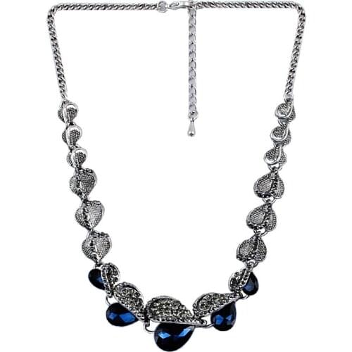 Trendy Necklace for Women Water drop-Shaped Zinc Alloy Austrian Crystal Rhinestone Choker Necklace