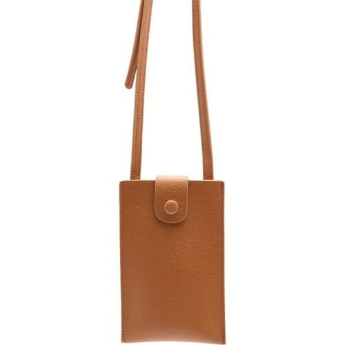 Fashion Vintage Woman Purses Solid Color PU Shoulder Bag Simple Mobile Phone Card Holders Wallet Handbag Pockets for Girls