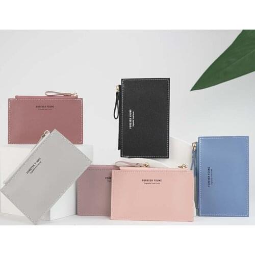 1 PCS Mens/Ladies Mini PU Leather ID Card Case Fashion Zipper Card Coin Purse Business Bank Credit Card Case Slim Card Holder