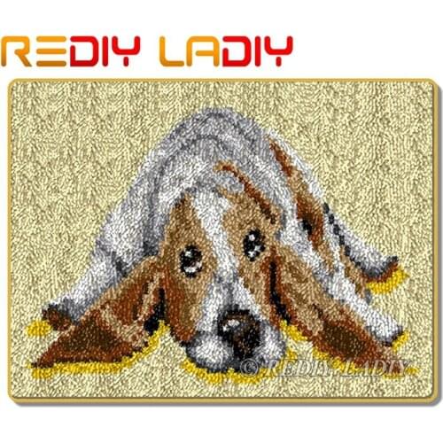 Latch Hook Rug Kits Make Your Own Rug Unhappy Dog Crocheting Cushion DIY Carpet Rug Acrylic Yarn Printed Canvas Hobby & Crafts