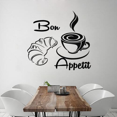 Coffee Wall Decals Bon Appetit Decal Cafe Poster Vinyl Art Wall Decals Decor Mural Coffee Glass Sticker