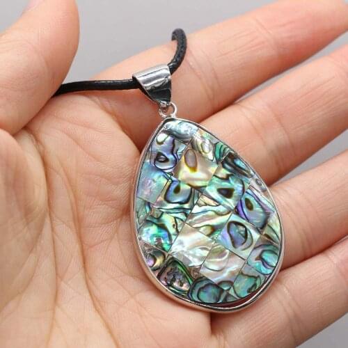 Natural Shell Necklace With Drop-Shaped Pendant Leather Cord 2MM Charms For Elegant Women Love Romantic Gift