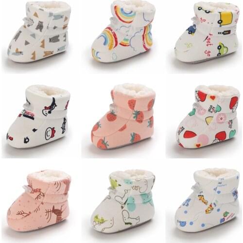 2021 New Baby Autumn Winter Boots Baby Girl Boy Winter Warm Shoes Pure Cotton Cute Cartoon Warm First Walker Kid Shoes 0-18M