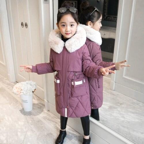 2020 New brand fashion Girl clothes Winter Jacket Warm Coat Thick Parka Childrens Winter Clothing Kids Big Fur Hooded Outerwear