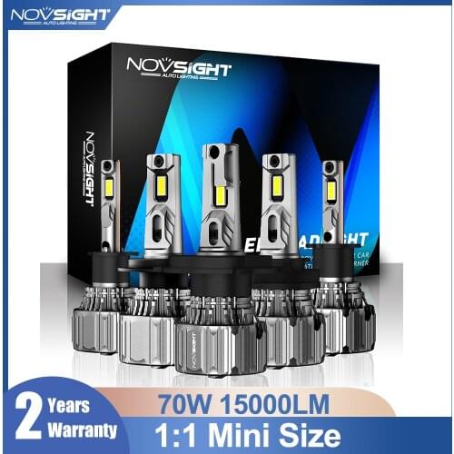NOVSIGHT LED Car Headlight Bulbs H7 Bulbs H4 H11 H8 H9 H1 H3 9005 9006 Bulbs 70W 15000LM MIni Size 6500K Plug and Play Headlamp