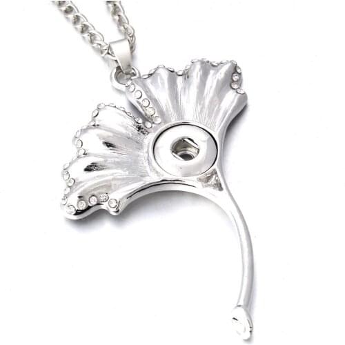 New 12mm Snap Jewelry Rhinestone Leaf Snap Button Necklace for Women Fit DIY 12mm Snap Buttons Jewelry