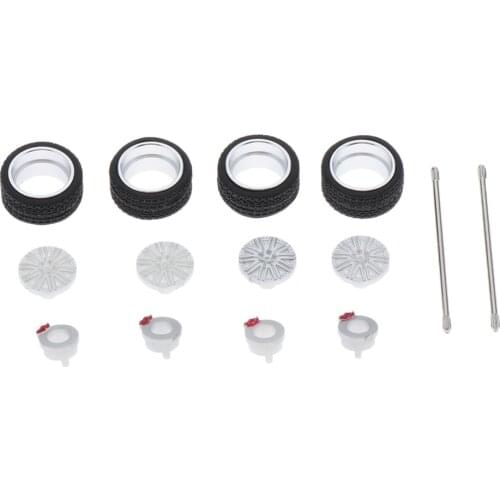 1/64 Scale Alloy Wheels Rim and Rubber Tires for Custom RC Car