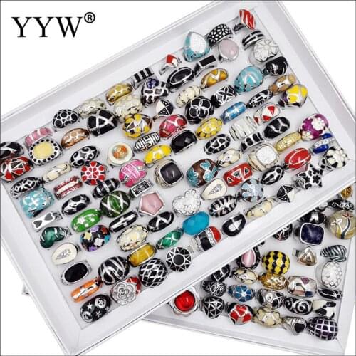 Wholesale 100PCs/Box Titanium Steel Ring Set Unisex Ethnic Woman Mens Fashion Party Finger Rings for Anniversary Jewelry Gift