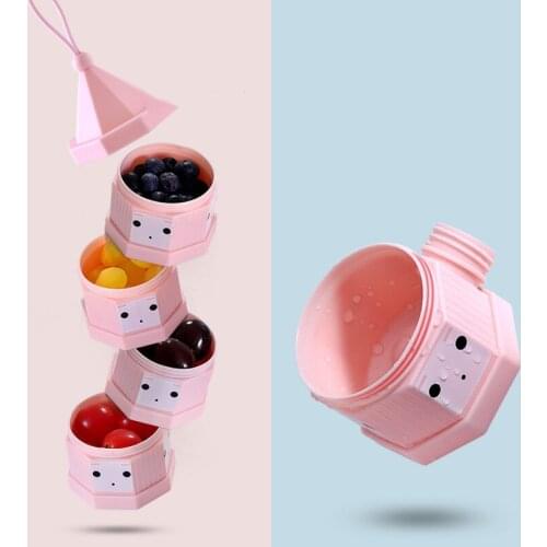 Baby Portable Food Snacks Container Milk Powder Storage Box Toddler 4 Layer Cute Cartoon Feeding Food Cereals Mix Storage Boxes