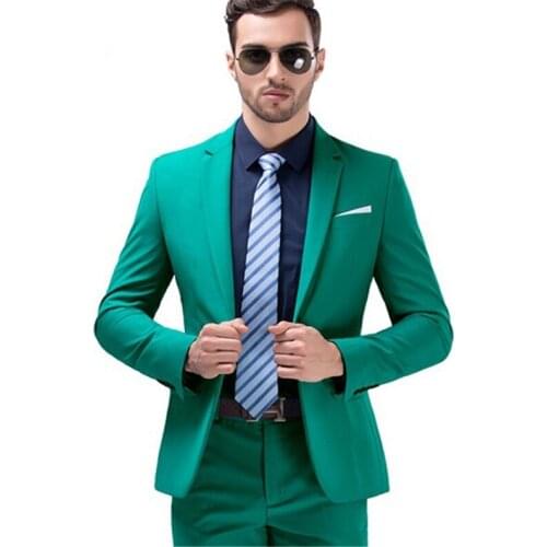 Slim Fit Groom Tuxedos Dark Turquoise Groomsmen Notch Lapel Men Wedding Suits Best Mens Suit (Jacket+Pants) B623