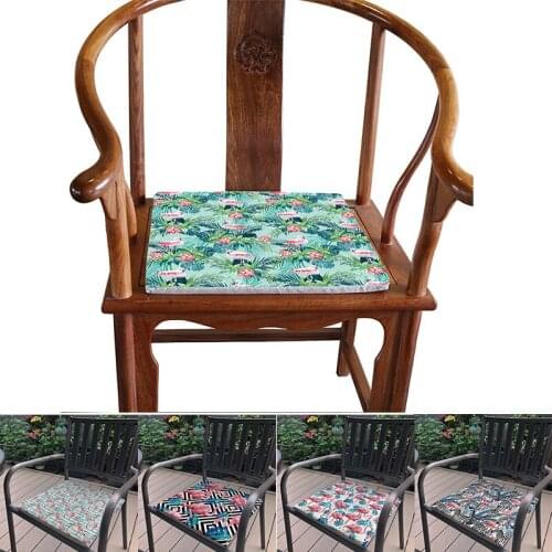 Christmas New Year chair Cushion linen Flamingo tropical palm leavest leaves non-slip soft and Chair mat Cushions carpet