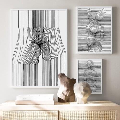 Sexy Woman Abstract Line Body Art Kiss Canvas Painting Nordic Poster and Prints Wall Art Picture for Living Room Home Decoration