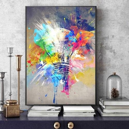Light Bulb Graffiti Wall Art Canvas Painting Posters Prints Abstract Street Wall Pictures For Living Room Restaurant Decoration