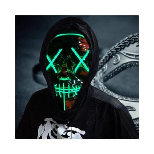 Halloween Mask LED Maske Light Up Party Neon Maska Cos play game Grimace Horror Mascarillas Glow In Dark Masque V DIY