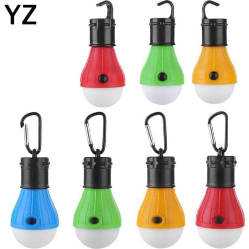 Outdoor Mini Portable Waterproof Lantern Tent Light LED Bulb Emergency Lamp Hanging Hook Flashlight For Camping 4 Colors 3*AAA