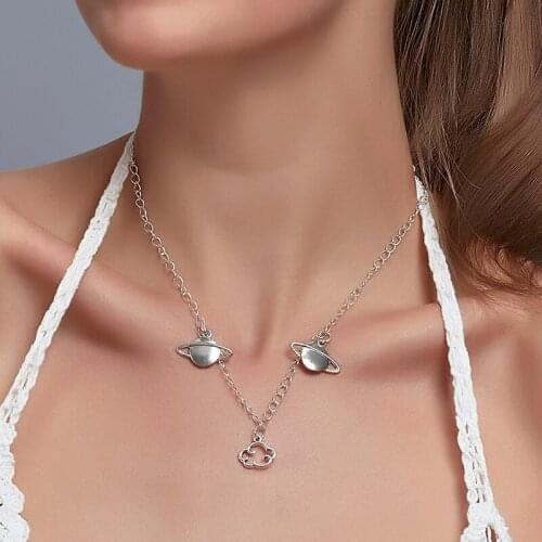 Unique Star Universe Necklace Planet Cloud Pendant Necklaces for Women Female Silver Color Clavicle Chains Trendy Jewelry Gifts