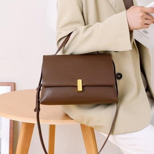 WOONAM Fall Winter Fall Women Fashion Handbag Genuine Calf Leather Top Handle Shoulder Crossbody Flap Bag WB1217