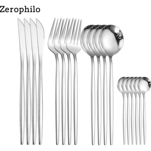 Zerophilo Tableware Dinner Sets Cutlery Set Stainless Steel Forks Knives Spoons Gold Dinnerware Set 16 Pieces Dropshipping