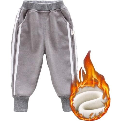 2-6Y Fashion Boys Pants Warm 2021 Winter Baby Long Trousers Thicken Girls Pants Children Clothing Warm Casual Sports Kids Pants