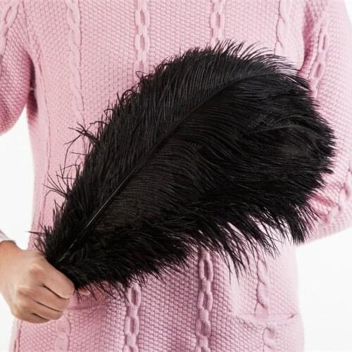 10Pcs Black Party Ostrich Feathers DIY Natural Large Feather Plume Crafts Jewelry Making Wedding Christmas Decoration 15-70CM