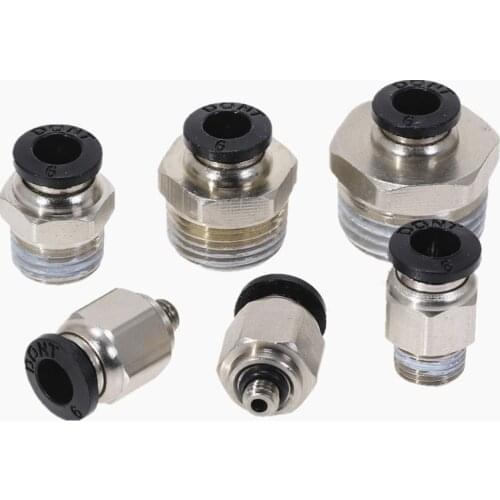 10PCS Pneumatic Fittings Connection PC6 Male Thread -M5 M6 1/8 1/4 01 02 To Tube Push Air Tube Straight Connection 6mm