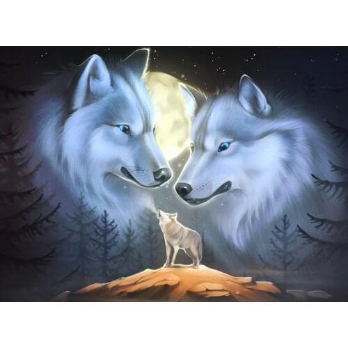 5D DIY Diamond Painting Full Square Round 3D Embroidery Animal Wolf Diamond Mosaic Pictures of Rhinestones Wall Decor Gift DF648