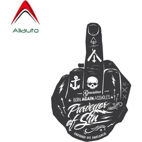 Aliauto Funny Born Again Assholes Car Sticker Middle Finger Waterproof Reflective Creative Decal Decoration Accessories,13cm*9cm