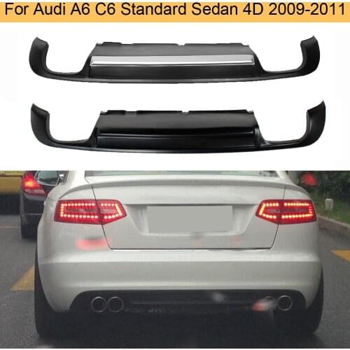 Car Rear Bumper Diffuser Lip Spoiler for Audi A6 C6 Standard Sedan 4 Door 2009 - 2011 Rear Bumper Diffuser Lip Black PU