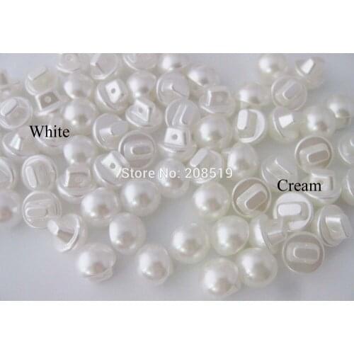 NBNOWA White&Cream 10mm&12mm shank Plastic Pearl Buttons for baby clothes 200pcs/lot Scrapbook Decoration Sewing accessories