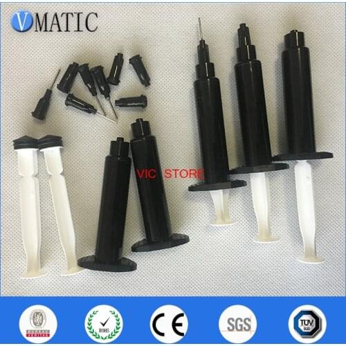 Free Shipping 10 Sets 5cc / ml Black UV Plastic Syringe With Glue Dispensing Needle/ Syringe Cap/Stopper