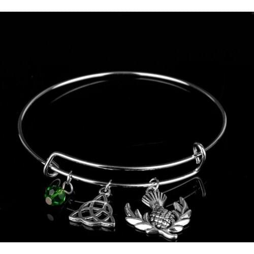 HANCHANG Accessories New Design Outlander Irish Knot Scottish National Flower Bracelets Bangles for Woman Adjustable wristbands