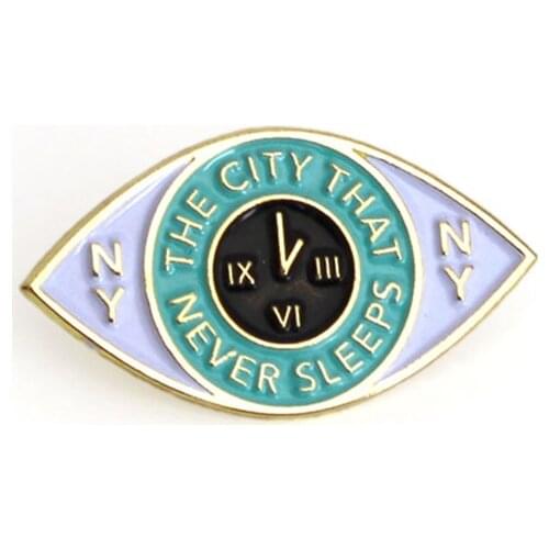 The City That Never Sleeps enamel pin New York eyes brooch